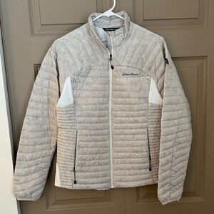 Eddie Bauer Light Gray and White Down Jacket